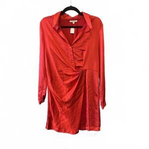 Elegant Red Button-Up Dress by Skies Are Blue